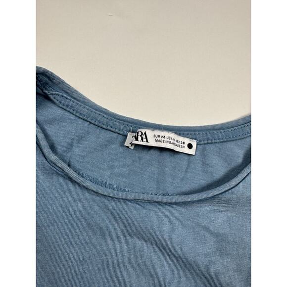 ZARA Basic Women's T-Shirt Blue Size M Medium Short Sleeve Casual Soft Top - Picture 3 of 5
